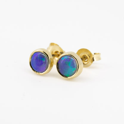 Green Blue Opal Gold 5mm Studs