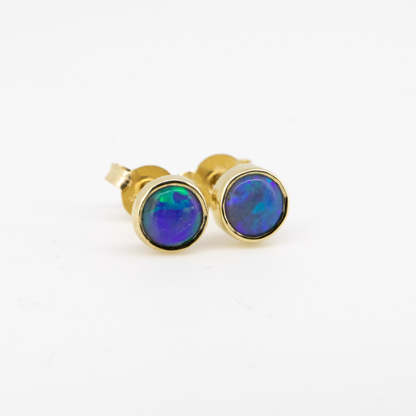 Green Blue Opal Gold 5mm Studs